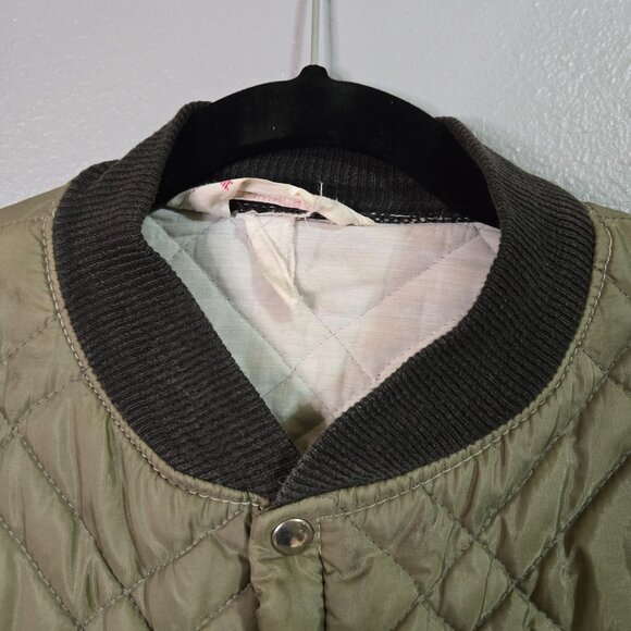 Vintage  60's 70's Towncraft Penney's Quilted Work Chore Bomber Jacket XL Olive - Picture 3 of 8